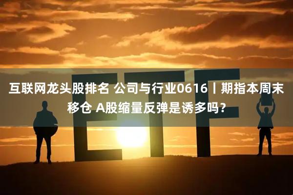 互联网龙头股排名 公司与行业0616丨期指本周末移仓 A股缩量反弹是诱多吗？